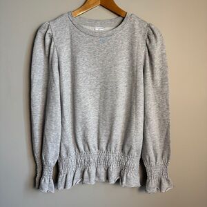 Jacqueline de‎ Yong JDY Long Sleeve Peplum Sweatshirt Gray Small Ruffle Hem Raw